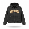 SCARS - Heavyweight Washed Distressed Dystopian Zip-Up Hoodie