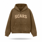 SCARS - Heavyweight Washed Distressed Dystopian Zip-Up Hoodie