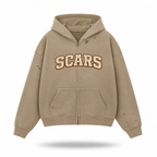 SCARS - Heavyweight Washed Distressed Dystopian Zip-Up Hoodie