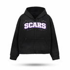 SCARS - Heavyweight Washed Distressed Dystopian Zip-Up Hoodie