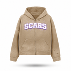 SCARS - Heavyweight Washed Distressed Dystopian Zip-Up Hoodie
