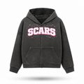 SCARS - Heavyweight Washed Distressed Dystopian Zip-Up Hoodie