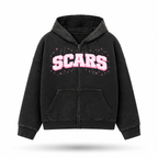 SCARS - Heavyweight Washed Distressed Dystopian Zip-Up Hoodie