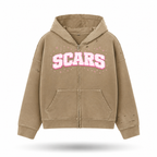 SCARS - Heavyweight Washed Distressed Dystopian Zip-Up Hoodie