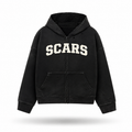 SCARS - Heavyweight Washed Distressed Dystopian Zip-Up Hoodie