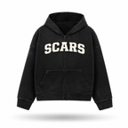 SCARS - Heavyweight Washed Distressed Dystopian Zip-Up Hoodie
