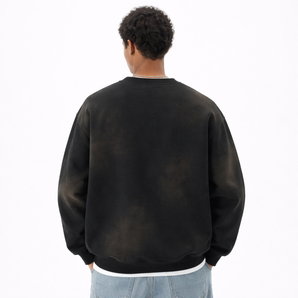 SCARS - Round Neck Washed Distressed Ombre Heavyweight Sweatshirt