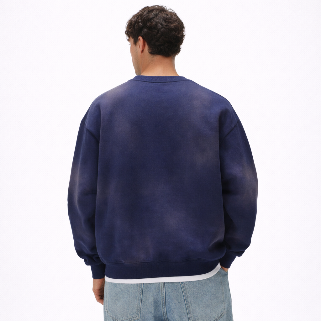 SCARS - Round Neck Washed Distressed Ombre Heavyweight Sweatshirt