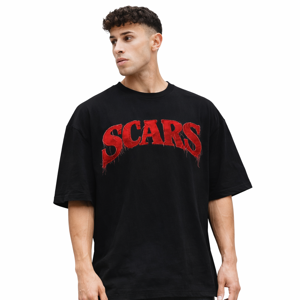 SCARS - Heavyweight Short-Sleeved Oversized Cropped T-Shirt