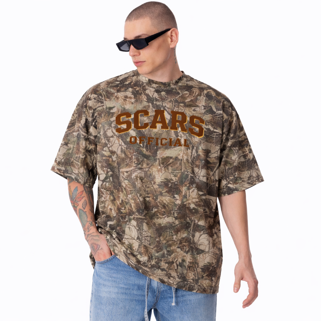 SCARS - Heavyweight Cropped Camouflage Tree Print T-Shirt