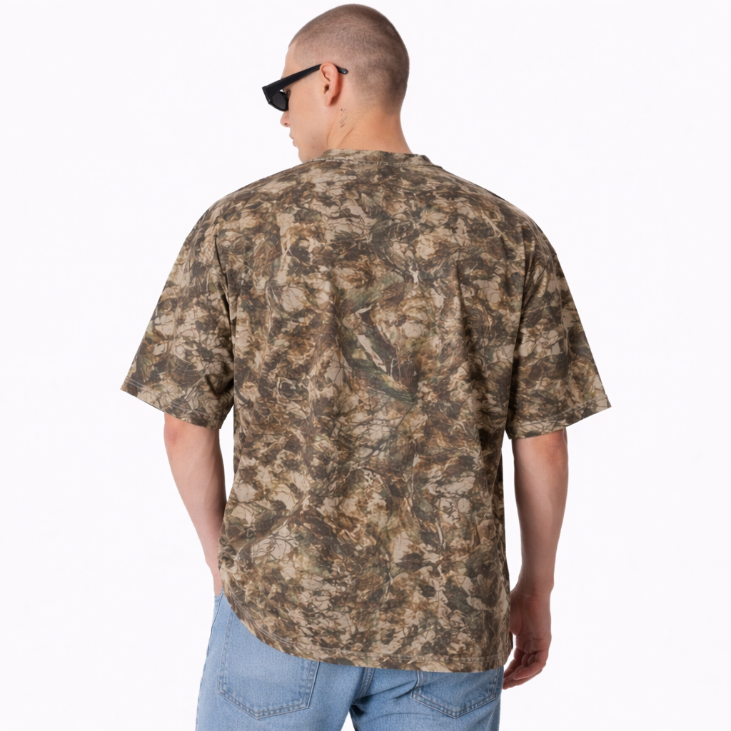 SCARS - Heavyweight Cropped Camouflage Tree Print T-Shirt