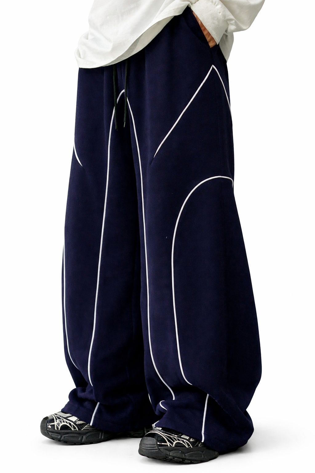 SCARS - Contrast Binding Drawstring Casual Sweatpants