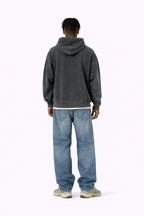 SCARS - Heavyweight Washed Distressed Dystopian Zip-Up Hoodie