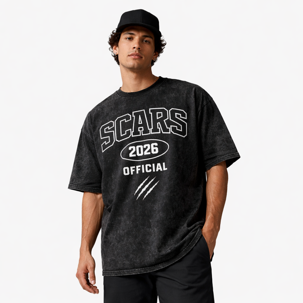 SCARS - Snow Washed Oversized Cotton T-Shirt