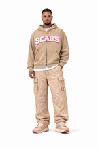 SCARS - Heavyweight Washed Distressed Dystopian Zip-Up Hoodie