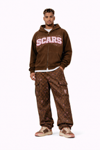 SCARS - Heavyweight Washed Distressed Dystopian Zip-Up Hoodie