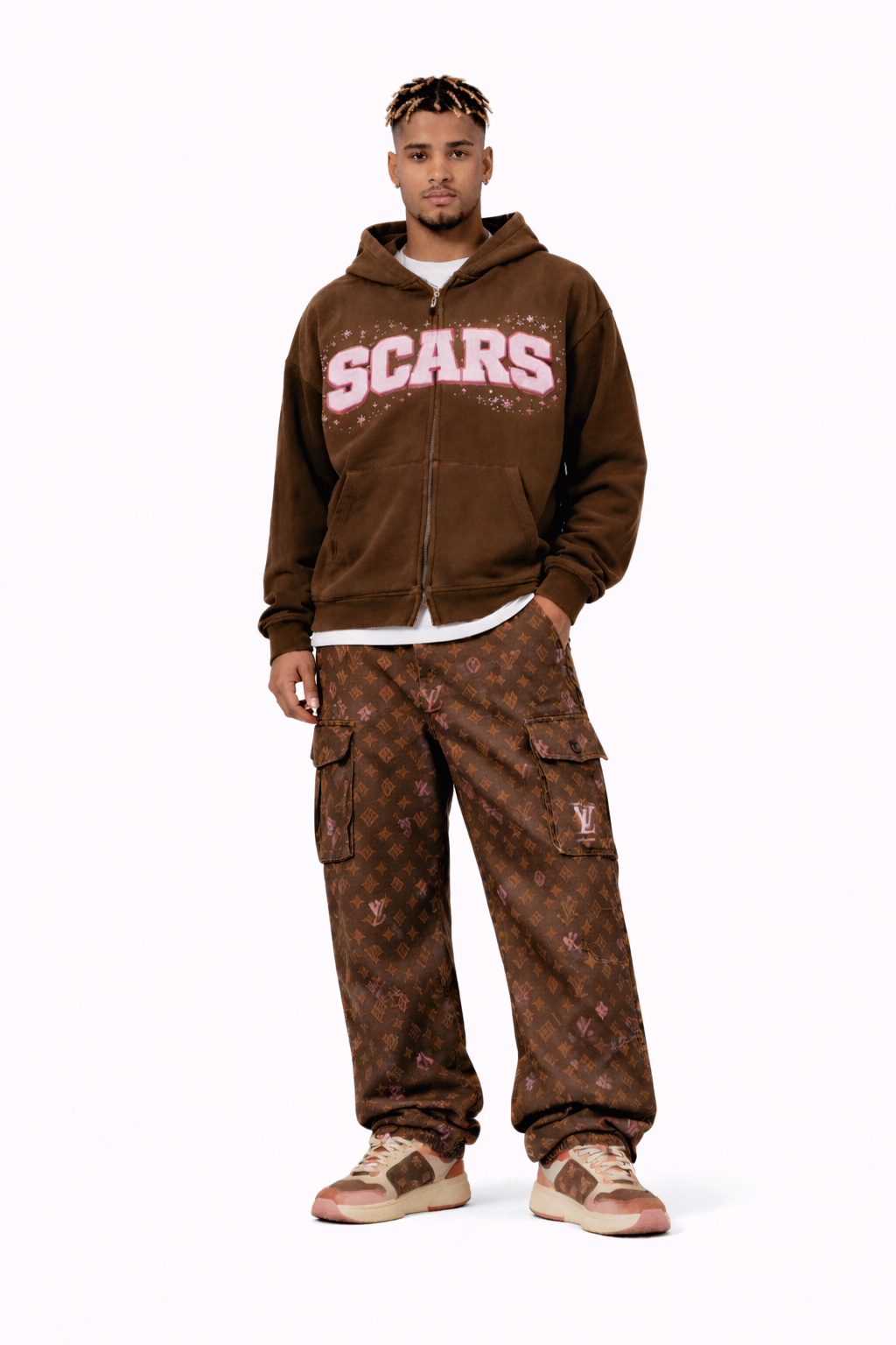 SCARS - Heavyweight Washed Distressed Dystopian Zip-Up Hoodie