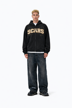 SCARS - Heavyweight Washed Distressed Dystopian Zip-Up Hoodie