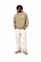 SCARS - Heavyweight Washed Distressed Dystopian Zip-Up Hoodie