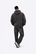SCARS - Heavyweight Washed Distressed Dystopian Zip-Up Hoodie