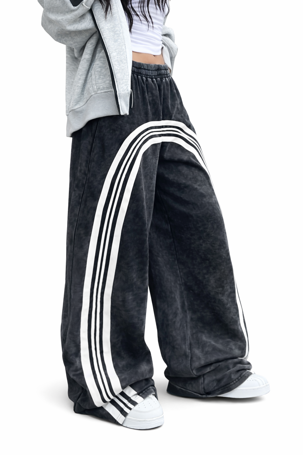 SCARS - Vintage Washed Striped Casual Wide-Leg Pants