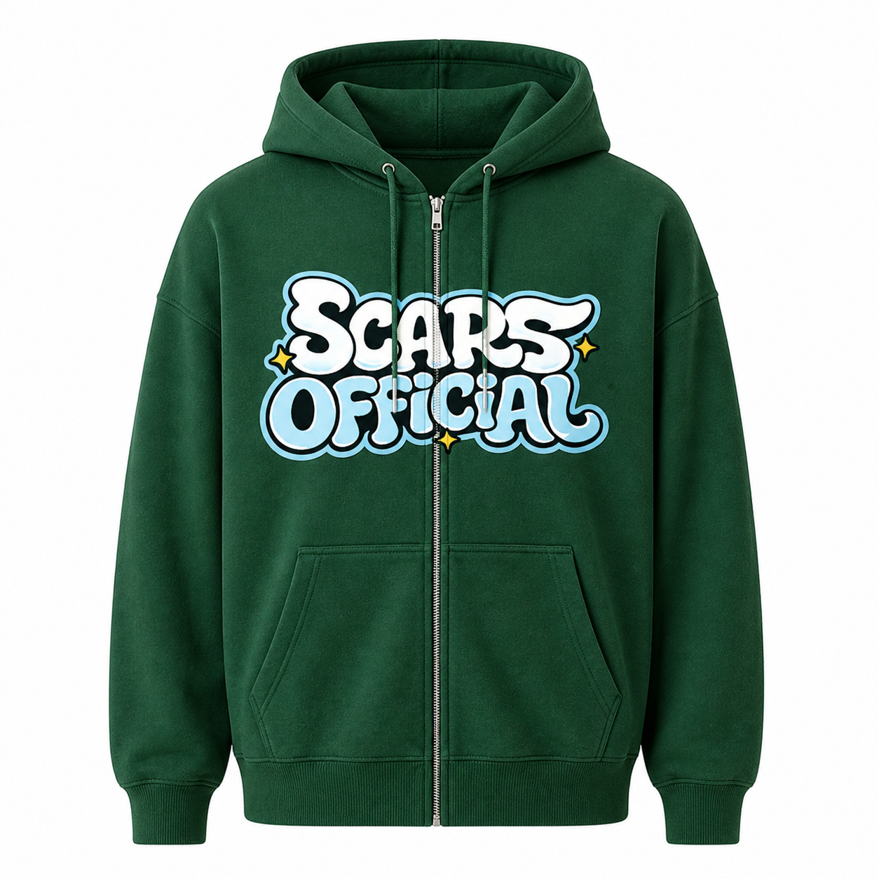 SCARS - Heavyweight Boxy Cropped Fleece Zip-Up Hoodie