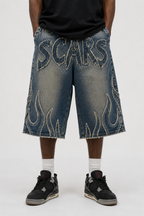 SCARS - "Flame" Denim Jorts