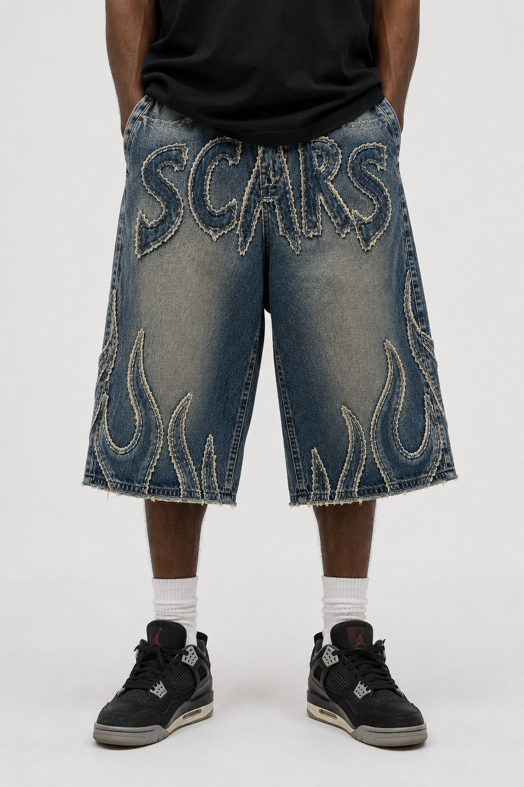 SCARS - "Flame" Denim Jorts