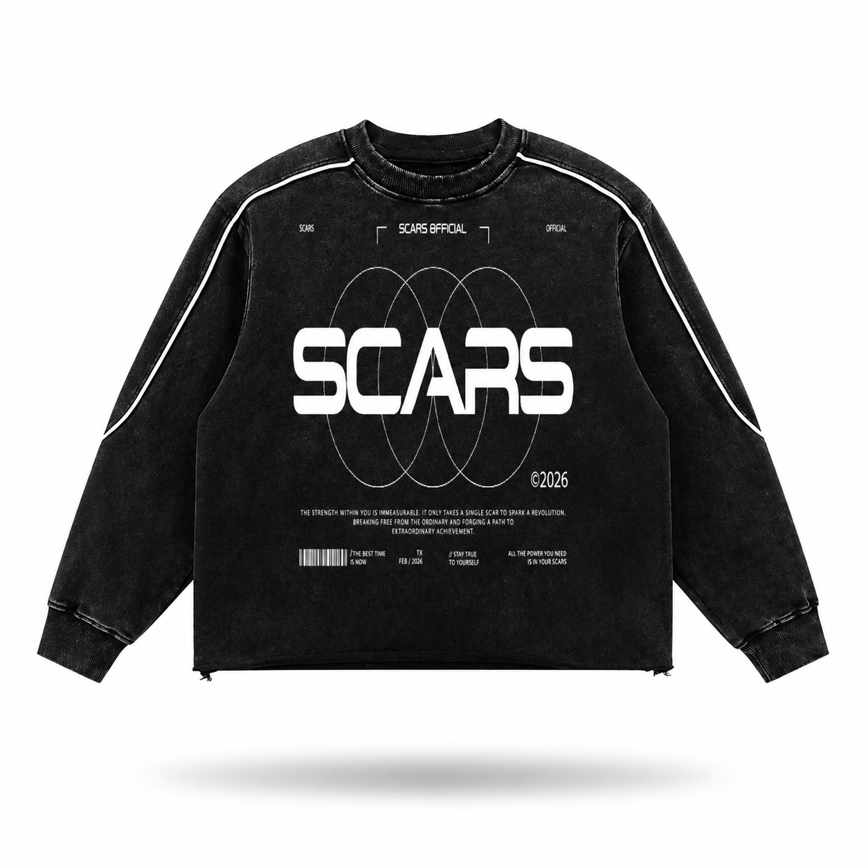 SCARS - Mineral Wash Piping Raw Hem Sweatshirt