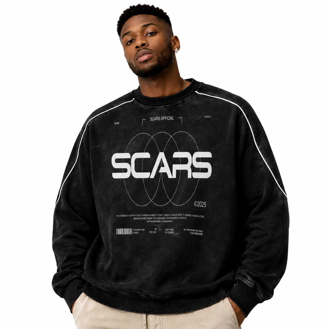 SCARS - Mineral Wash Piping Raw Hem Sweatshirt